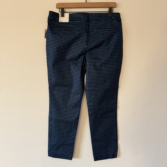 NWT Old Navy Size 12 Black/Blue Metallic Houndstooth Jacquard Pixie Ankle Pants - Picture 3 of 11